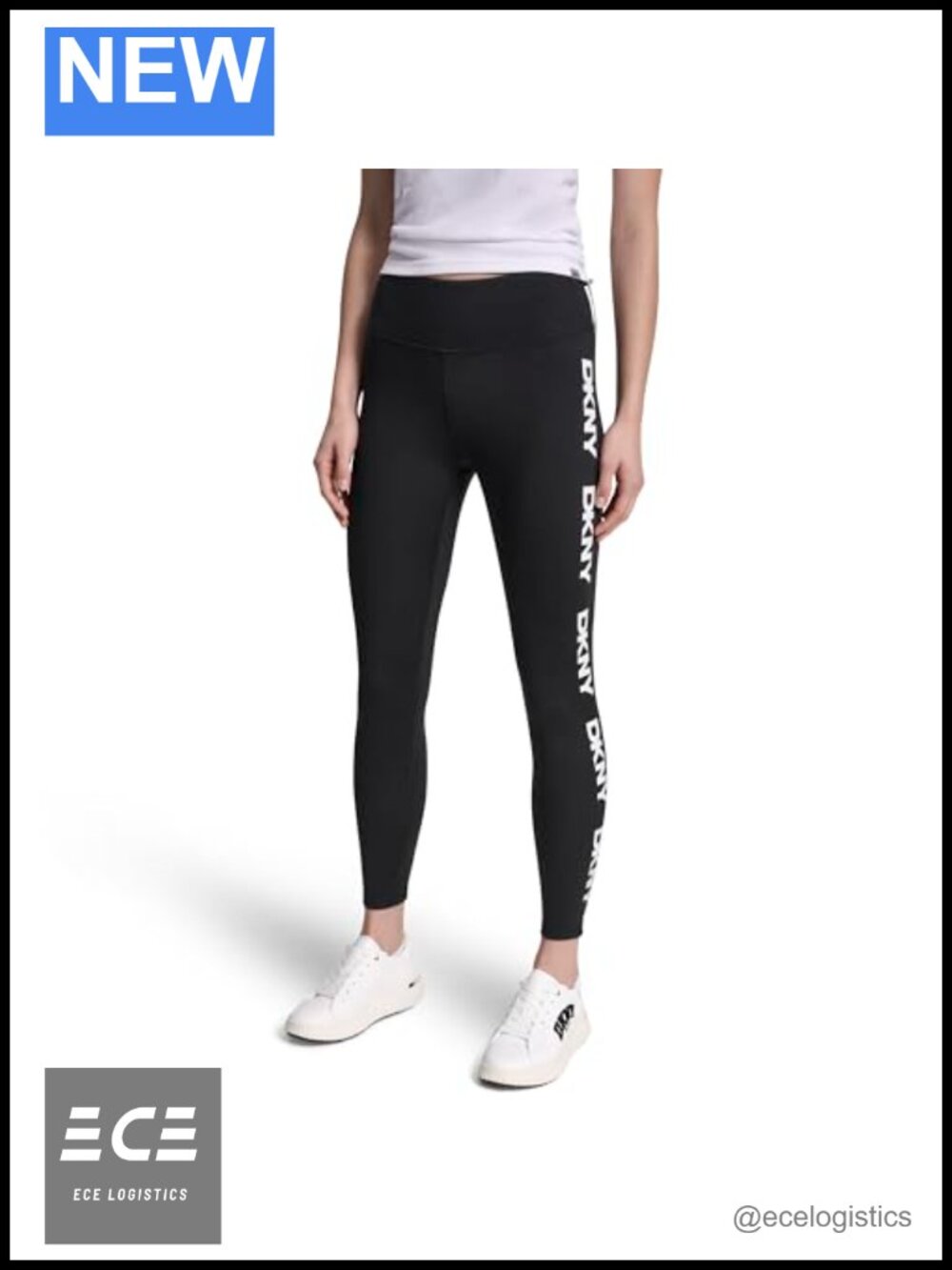 High Waist 7/8 Length Repeat Logo Legging Pull On Skinny Fit